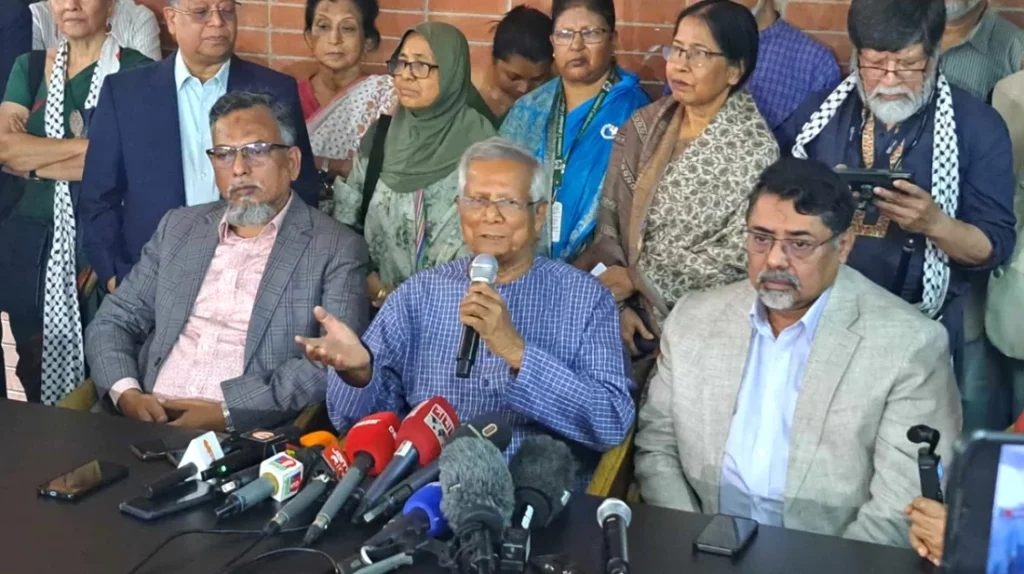 প্রতিষ্ঠান জবরদখলের অভিযোগ তুলে ডঃ মুহাম্মদ ইউনূসের সংবাদ সম্মেলন