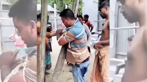 শেরপুরে সুদের টাকা আদায়ে ব্যবসায়ীকে গাছে বেঁধে নির্যাতনের অভিযোগ