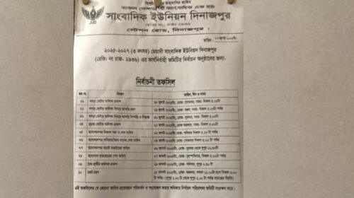 দিনাজপুর সাংবাদিক ইউনিয়নের নির্বাচনী তফসিল ঘোষণা