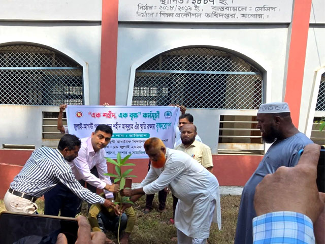 “এক শহিদ,এক বৃক্ষ”কর্মসূচীতে বেনাপোল হাইস্কুলে গাছের চারা রোপণ