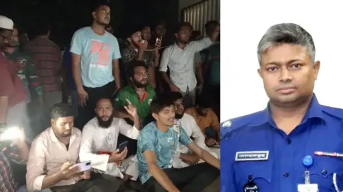 অতিরিক্ত পুলিশ সুপারের গ্রেফতারের দাবিতে দিনাজপুরে অবস্থান কর্মসূচী